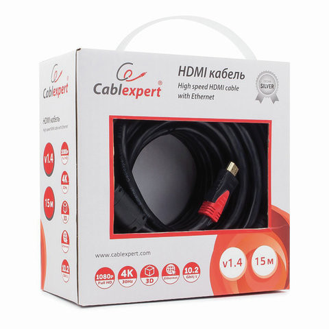Кабель HDMI 15 м CABLEXPERT, M-M, 2 фильтра, для передачи цифрового аудио-видео, CC-S-HDMI03-15M