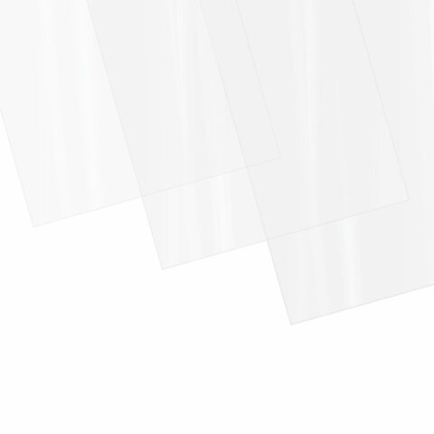 Обложки пластиковые для переплета, А4, КОМПЛЕКТ 100 шт., 150 мкм, прозрачные, BRAUBERG, 530825