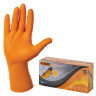 Перчатки нитриловые повышенной прочности с удлиненной манжетой, КОМПЛЕКТ 25 пар, размер M (средний), E-DUO, оранжевые, E105-0x-Orange