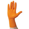Перчатки нитриловые повышенной прочности с удлиненной манжетой, КОМПЛЕКТ 25 пар, размер M (средний), E-DUO, оранжевые, E105-0x-Orange