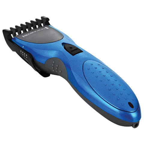 Машинка для стрижки волос REMINGTON HC335, 2 насадки, расческа, ножницы, аккумулятор+сеть, синяя