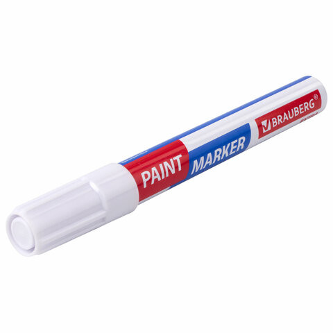 Маркер-краска лаковый EXTRA (paint marker) 4 мм, БЕЛЫЙ, УЛУЧШЕННАЯ НИТРО-ОСНОВА, BRAUBERG, 151978