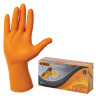 Перчатки нитриловые повышенной прочности с удлиненной манжетой, КОМПЛЕКТ 25 пар, размер L (большой), E-DUO, оранжевые, E105-0x-Orange