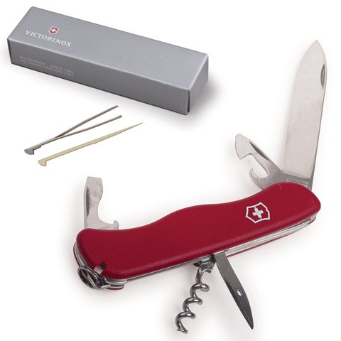 Подарочный нож VICTORINOX "Picknicker", 111 мм, складной, с фиксирующимся лезвием, красный, 11 функций, 0.8853