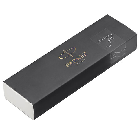 Ручка гелевая PARKER "Jotter Premium Oxford Grey Pinstripe CT", корпус серебристый, детали из нержавеющей стали, черная, 2020645