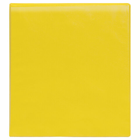 Папка на 4 кольцах с передним прозрачным карманом BRAUBERG, картон/ПВХ, 65 мм, желтая, до 400 листов, 223533