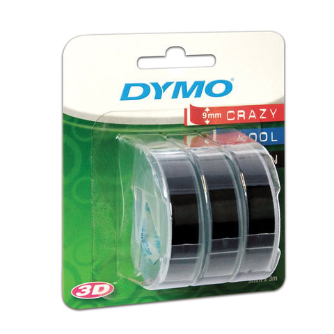 Картридж для принтеров этикеток DYMO Omega, 9 мм х 3 м, белый шрифт, черный фон, комплект 3 шт., S0847730
