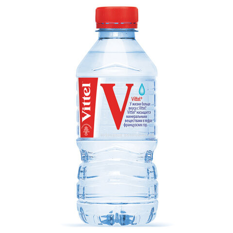 Вода негазированная минеральная VITTEL (Виттель), 0,33 л, пластиковая бутылка, Франция, WVTL00-033P24