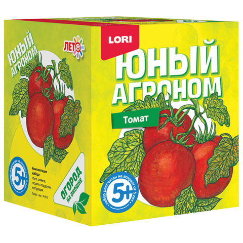 Набор для выращивания растений ЮНЫЙ АГРОНОМ "Томат", горшок, грунт, семена, LORI, Р-015