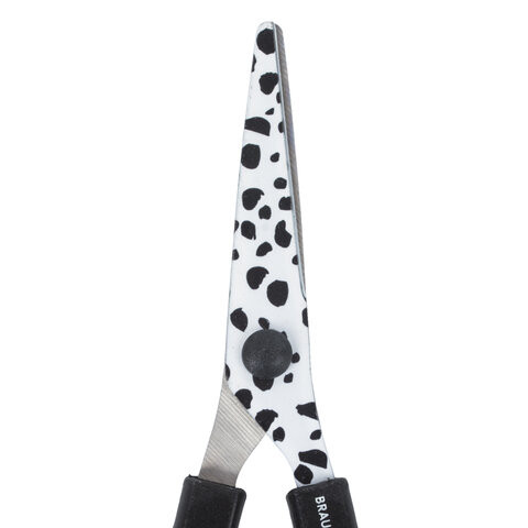 Ножницы BRAUBERG "Kid Series", 130 мм, с цветной печатью "Далматин", чёрно-белые, 232276