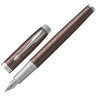 Ручка перьевая PARKER "IM Premium Brown CT", корпус коричневый с гравировкой, хромированные детали, синяя, 1931676