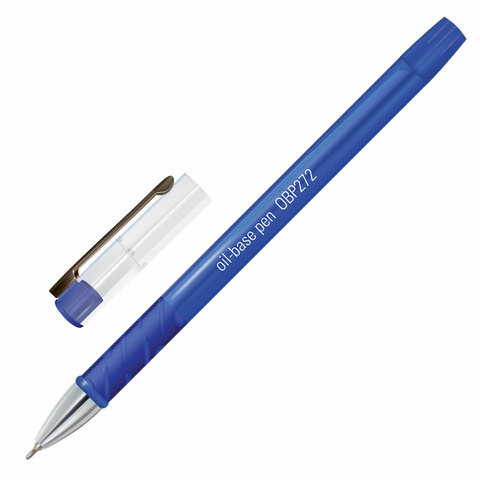 Ручка шариковая масляная с грипом STAFF "Profit Chrome-X", СИНЯЯ, корпус синий, хромированные детали, узел 0,7 мм, линия 0,35 мм, 142984
