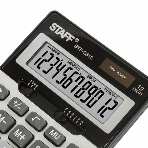 Калькулятор настольный металлический STAFF STF-2312 (175х107 мм), 12 разрядов, двойное питание, 250135