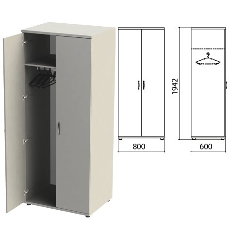 Шкаф для одежды "Этюд", 800х600х1942 мм, цвет серый (КОМПЛЕКТ)