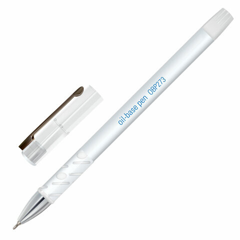 Ручка шариковая масляная с грипом STAFF "Profit Chrome-X", СИНЯЯ, корпус белый, хромированные детали, узел 0,7 мм, линия 0,35 мм, 142985