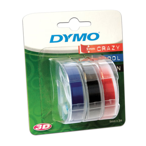 Картридж для принтеров этикеток DYMO Omega, 9 мм х 3 м, белый шрифт, черный, синий, красный фон, комплект 3 шт., S0847750