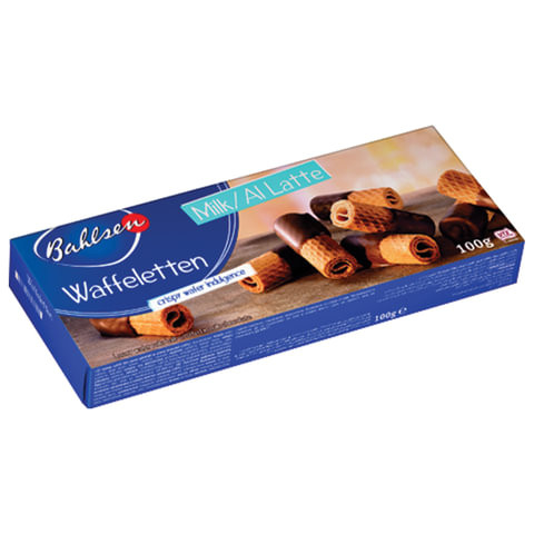 Вафли BAHLSEN (Бальзен) "Waffeletten Milk", вафельные трубочки в молочном шоколаде, 100 г, Германия, 4393