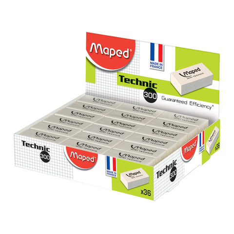 Ластик MAPED (Франция) "Technic Mini", 39х18,2х12,6 мм, белый, прямоугольный, 011300