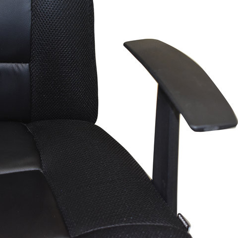 Кресло компьютерное BRABIX "Fusion EX-560", экокожа/ткань, хром, черное, 531581