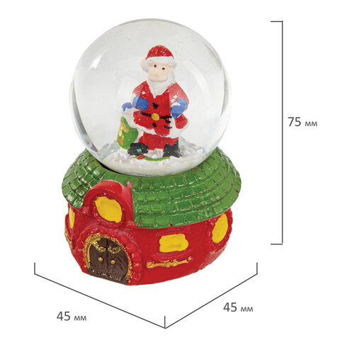 Фигурка сувенирная "Снежный шар ДЕД МОРОЗ" полистоун/стекло, диаметр 45 мм, Т-9869