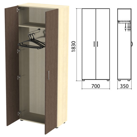 Шкаф для одежды "Канц", 700х350х1830 мм, цвет дуб молочный/венге (КОМПЛЕКТ)