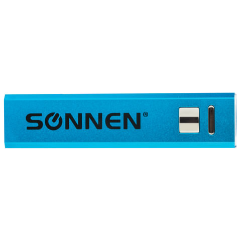 Аккумулятор внешний SONNEN POWERBANK V61С, 2600 mAh, литий-ионный, синий, алюминиевый, 262747