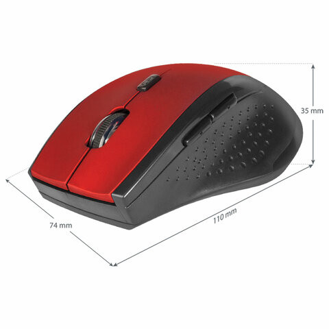 Мышь беспроводная DEFENDER Accura MM-365, USB, 5 кнопок + 1 колесо-кнопка, оптическая, красная, 52367