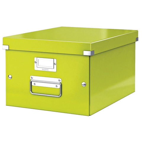 Короб архивный LEITZ "Click & Store" M, 200х280х370 мм, ламинированный картон, разборный, зеленый, 60440064