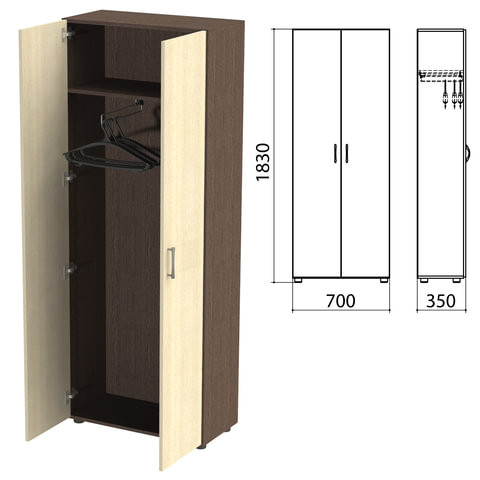 Шкаф для одежды "Канц", 700х350х1830 мм, цвет венге/дуб молочный (КОМПЛЕКТ)
