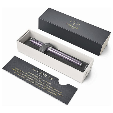 Ручка-роллер PARKER "IM Premium Dark Violet CT", корпус фиолетовый с гравировкой, хромированные детали, черная, 1931639