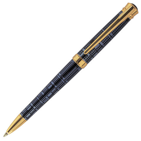 Ручка подарочная шариковая GALANT "TRAFORO", корпус синий, детали золотистые, узел 0,7 мм, синяя, 143512