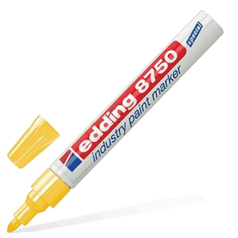 Маркер-краска лаковый (paint marker) EDDING 8750, ЖЕЛТЫЙ, 2-4 мм, круглый наконечник, алюминиевый корпус, Е-8750/5