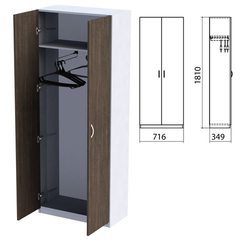 Шкаф для одежды "Бюджет", 716х349х1810 мм, дуб толедо (КОМПЛЕКТ)