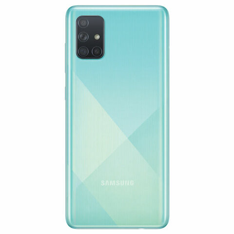 Смартфон SAMSUNG Galaxy A71, 2 SIM, 6,7”, 4G (LTE), 32/64 + 12 + 5 + 5 Мп, 128 ГБ, голубой, металл, SM-A715FZBMSER
