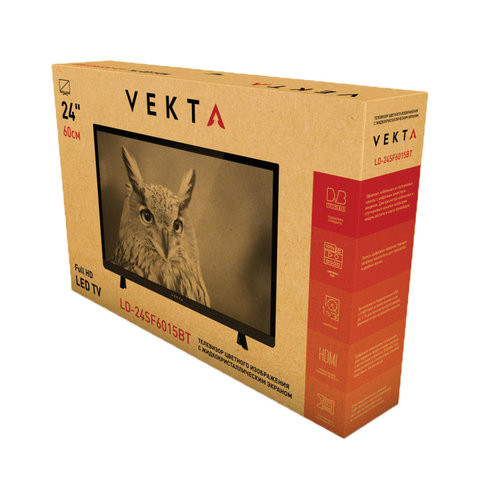 Телевизор VEKTA LD-24SF6015BT, 24" (60 см), 1366х768, Full HD, 16:9, черный
