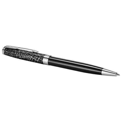 Ручка шариковая PARKER "Sonnet Challenge CT", корпус черный лаковый, палладиевые детали, черная, 2054825