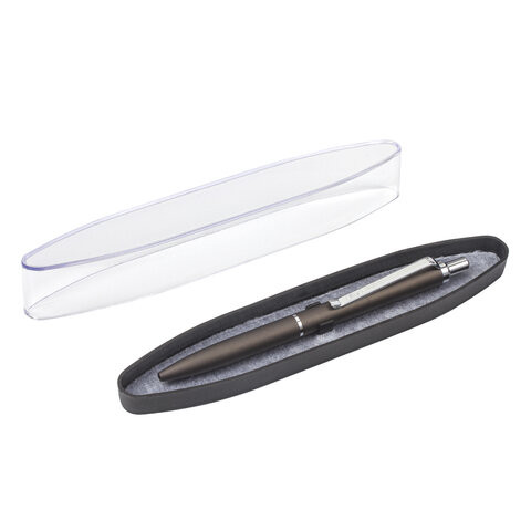 Ручка бизнес-класса шариковая BRAUBERG Bolero, СИНЯЯ, корпус серый с хромированными деталями, линия письма 0,5 мм, 143462