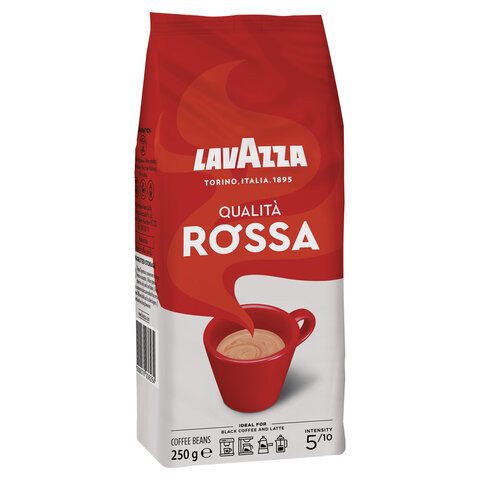 Кофе в зернах LAVAZZA "Qualita Rossa", 250 г, вакуумная упаковка, 3628