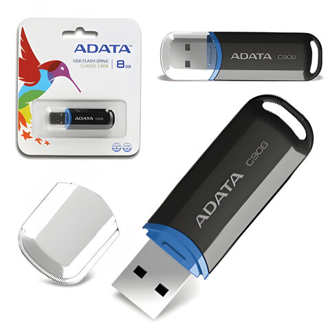 Флеш-диск 8 GB, A-DATA Classic C906, USB 2.0, черный, AC906-8G-RBK