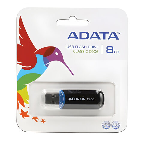 Флеш-диск 8 GB, A-DATA Classic C906, USB 2.0, черный, AC906-8G-RBK