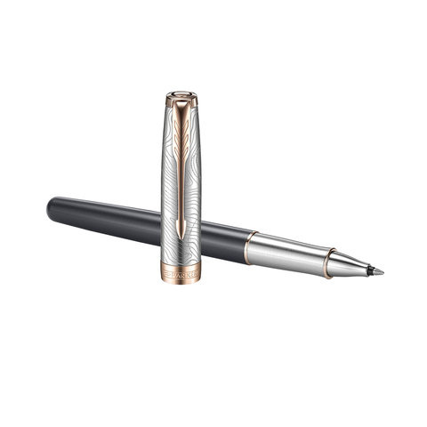 Ручка-роллер PARKER "Sonnet Explore PGT", корпус темно-серый, детали розовое золото, черная, 2054828