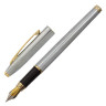 Ручка бизнес-класса перьевая BRAUBERG Brioso, СИНЯЯ, корпус серебристый с золотистыми деталями, линия письма 0,25 мм, 143464