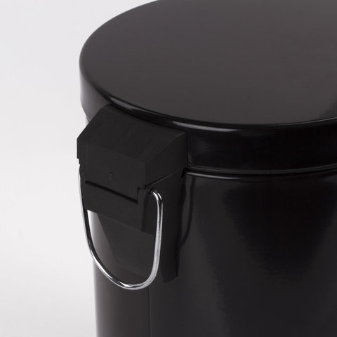 Ведро-контейнер для мусора (урна) с педалью ЛАЙМА "Classic", 5 л, черное, глянцевое, металл, со съемным внутренним ведром, 604943