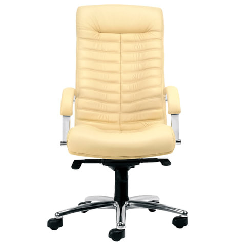 Кресло офисное "Orion steel chrome", кожа, хром, бежевое