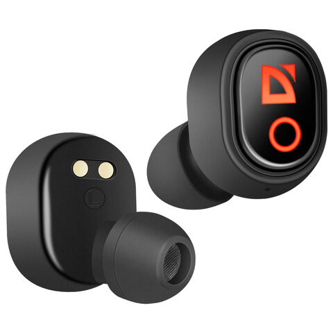 Наушники с микрофоном (гарнитура) DEFENDER TWINS 639, Bluetooth, беспроводные, черные, 63639
