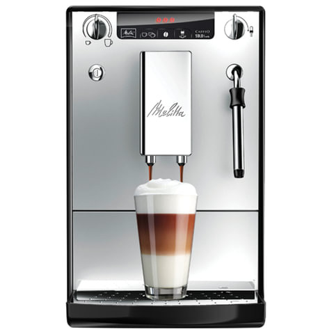 Кофемашина MELITTA CAFFEO SOLO&MILK Е 953-102, 1400 Вт, объем 1,2 л, емкость для зерен 125 г, ручной капучинатор, серебристая