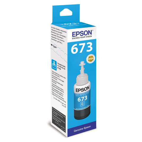 Чернила EPSON (C13T67324A) для СНПЧ Epson L800/L805/L810/L850/L1800, голубые, оригинальные