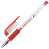 Ручка гелевая с грипом STAFF, КРАСНАЯ, корпус прозрачный, узел 0,5 мм, линия письма 0,35 мм, 141824