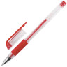 Ручка гелевая с грипом STAFF, КРАСНАЯ, корпус прозрачный, узел 0,5 мм, линия письма 0,35 мм, 141824