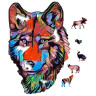 Пазл деревянный "Красочный волк", 110 фигурных деталей, деревянный короб, FOFA, ST006, ST0061